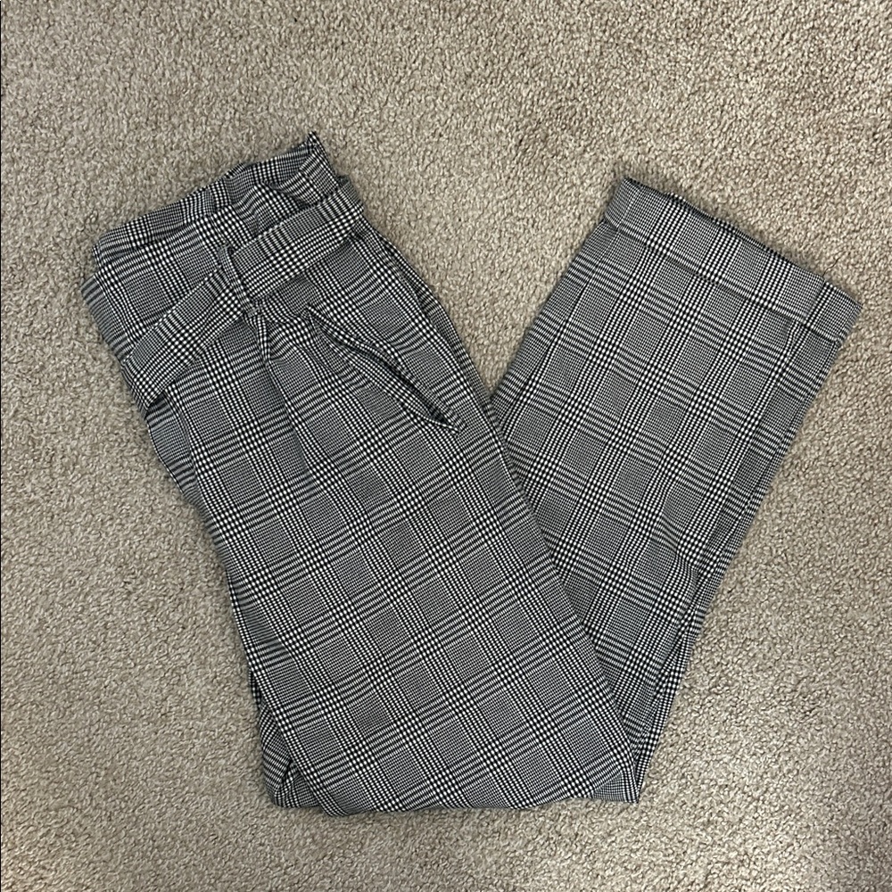 Zara Womens Black and White Checkered Pants
